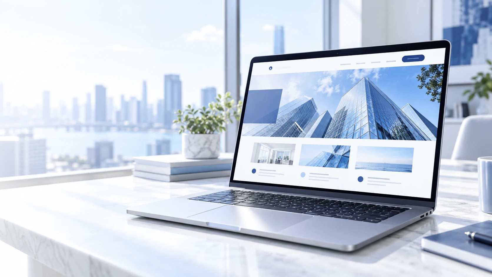 企業サイトを表示したノートPCのイメージ
