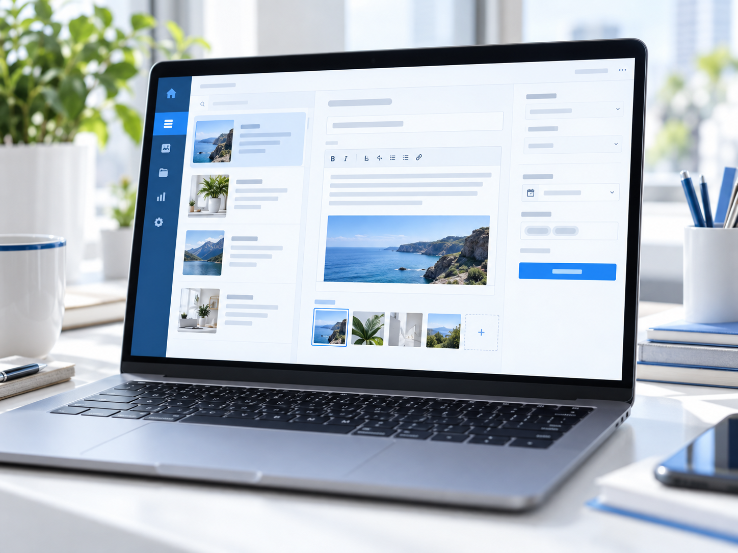 記事の編集画面を表示したノートPCのイメージ