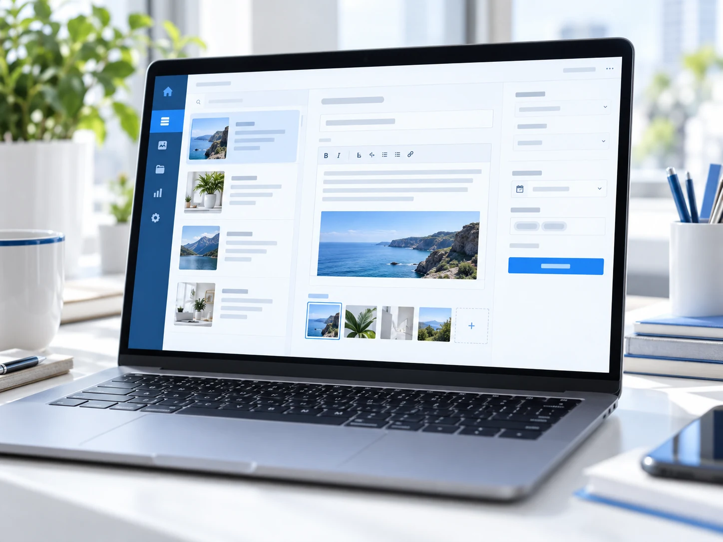 WordPressの記事編集画面を表示したノートPCのイメージ